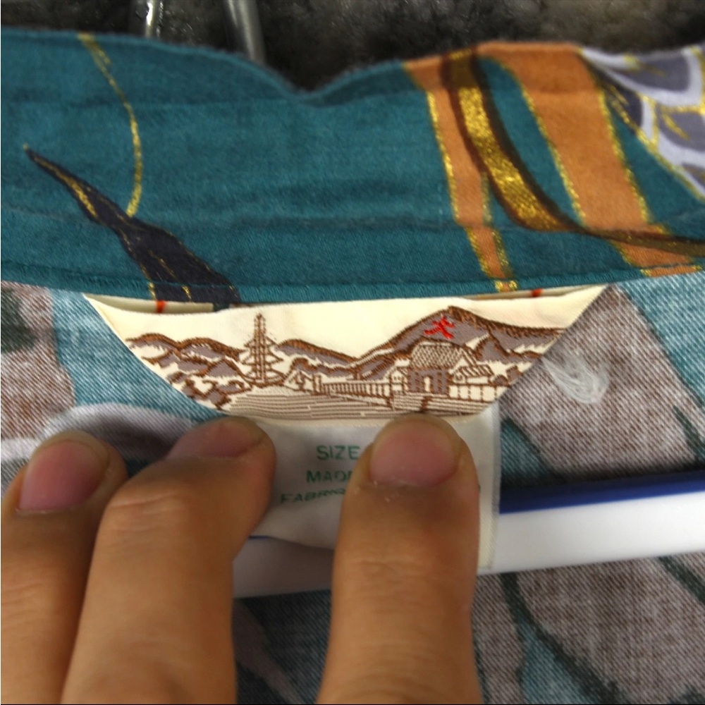 Vintage Japanese Kimono Dragon Tiger Paint 100% Cotton Teal Belted One Size - Picture 7 of 12